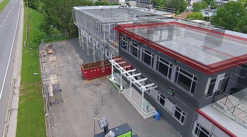A building as-built mesh augmented with the BIM.
