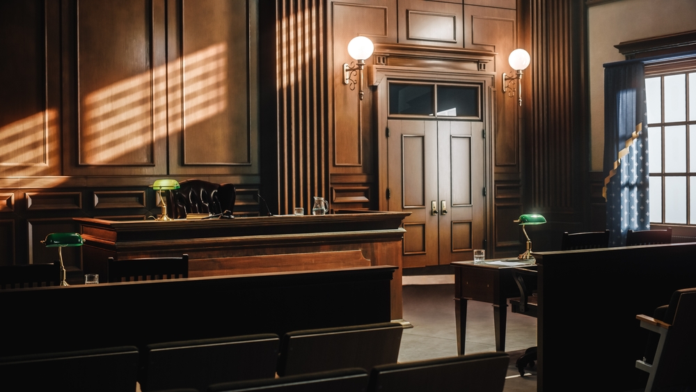 Stock image of an empty courtroom